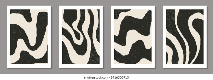 Set of minimal 20s geometric design poster, vector template