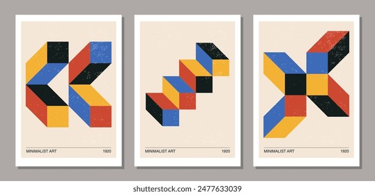 Set of minimal 20s geometric design posters