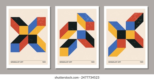 Set of minimal 20s geometric design posters