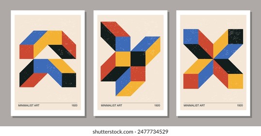 Set of minimal 20s geometric design posters