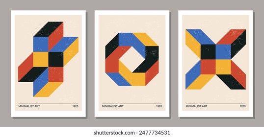 Set of minimal 20s geometric design posters