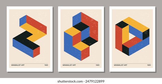 Set of minimal 20s geometric design posters