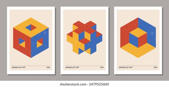 Set of minimal 20s geometric design posters