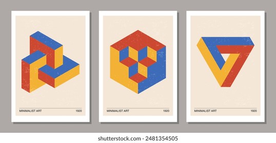 Set of minimal 20s geometric design posters