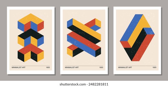 Set of minimal 20s geometric design posters