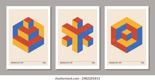 Set of minimal 20s geometric design posters