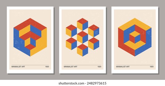 Set of minimal 20s geometric design posters