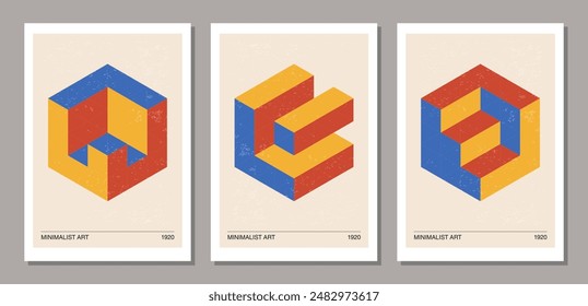 Set of minimal 20s geometric design posters