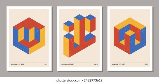 Set of minimal 20s geometric design posters