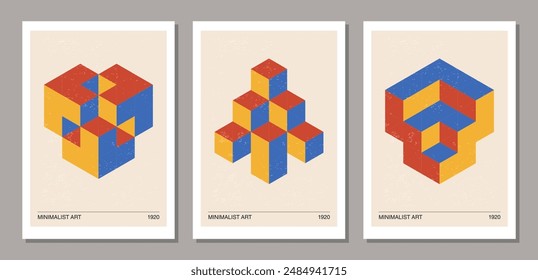 Set of minimal 20s geometric design posters