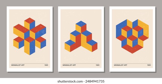 Set of minimal 20s geometric design posters