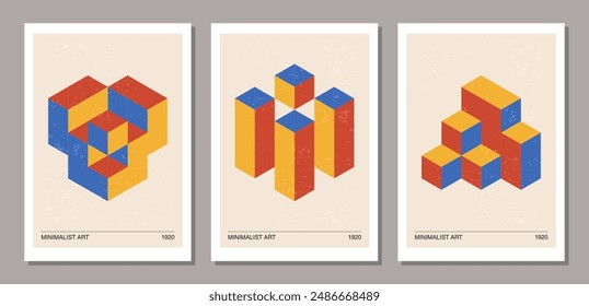 Set of minimal 20s geometric design posters