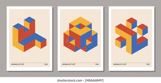 Set of minimal 20s geometric design posters