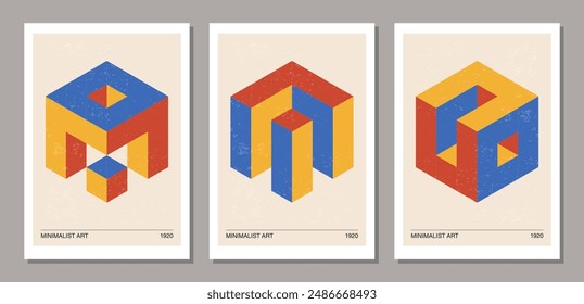 Set of minimal 20s geometric design posters