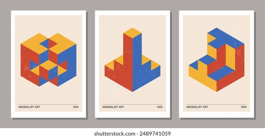 Set of minimal 20s geometric design posters