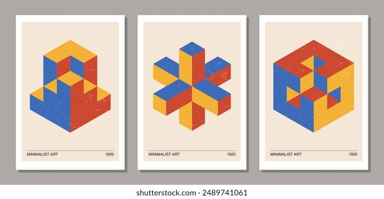 Set of minimal 20s geometric design posters