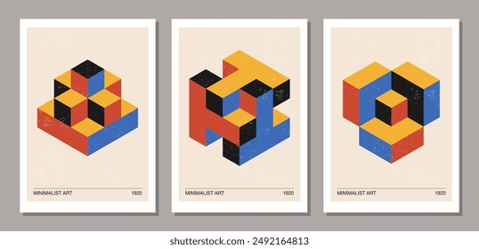 Set of minimal 20s geometric design posters