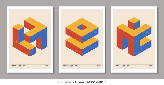 Set of minimal 20s geometric design posters