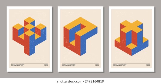 Conjunto de carteles de diseño geométrico de los años 20