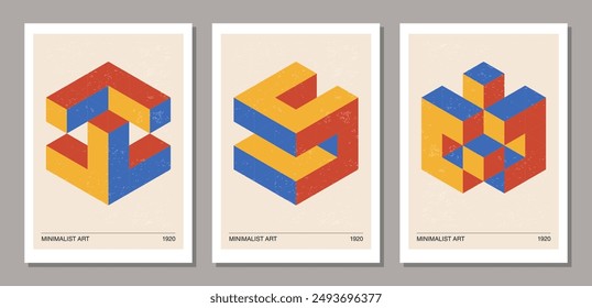 Set of minimal 20s geometric design posters