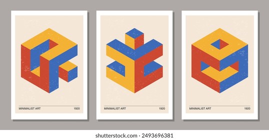Set of minimal 20s geometric design posters