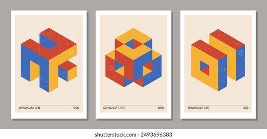 Set of minimal 20s geometric design posters