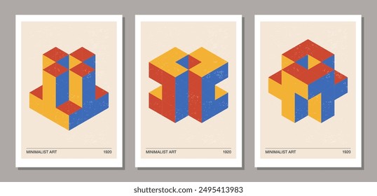 Set of minimal 20s geometric design posters