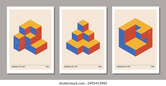 Set of minimal 20s geometric design posters