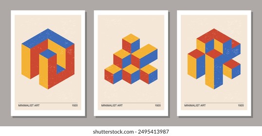 Set of minimal 20s geometric design posters