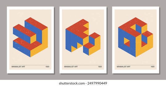 Set of minimal 20s geometric design posters