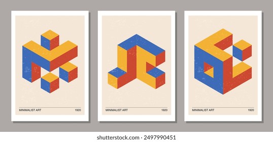 Set of minimal 20s geometric design posters