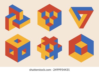 Set of minimal 20s geometric design elements