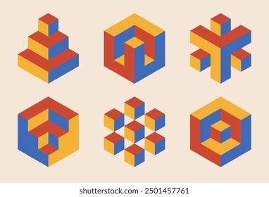 Set of minimal 20s geometric design elements