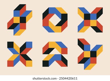 Set of minimal 20s geometric design elements