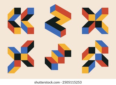 Set of minimal 20s geometric design elements