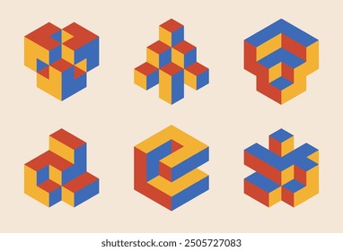 Set of minimal 20s geometric design elements