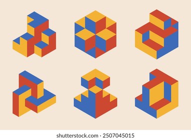 Set of minimal 20s geometric design elements