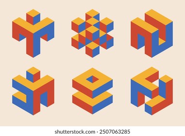 Set of minimal 20s geometric design elements