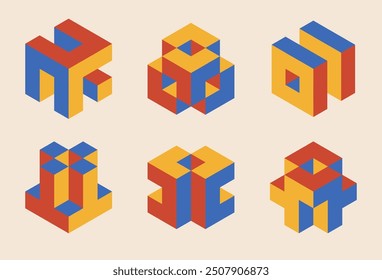 Set of minimal 20s geometric design elements