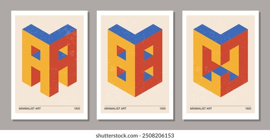 Set of minimal 20s geometric design poster