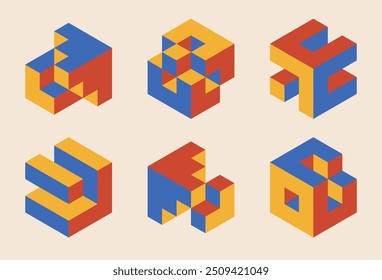 Set of minimal 20s geometric design elements