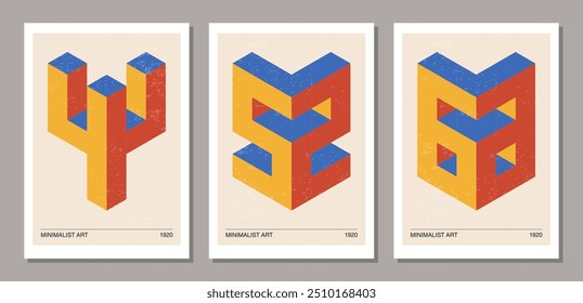 Conjunto de pôster de design geométrico mínimo de 20s