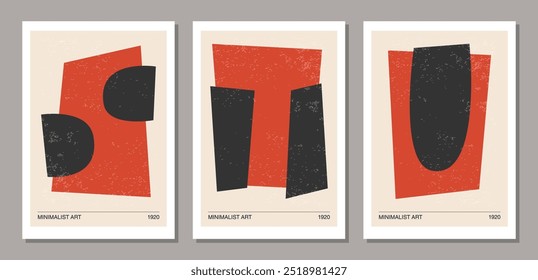 Set of minimal 20s geometric design poster