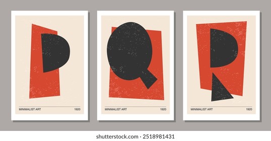 Set of minimal 20s geometric design poster