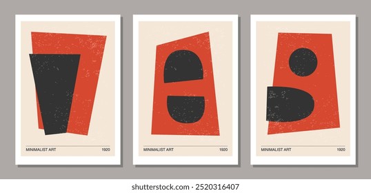 Set of minimal 20s geometric design poster