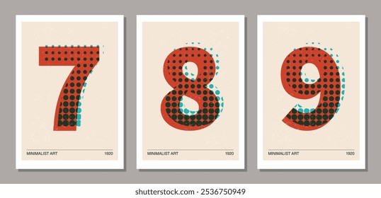 Set of minimal 20s geometric design poster