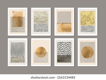 Set of minimal 20s geometric design poster with primitive shapes element