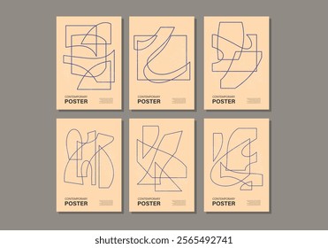 Set of minimal 20s geometric design poster