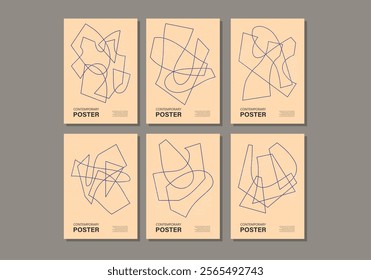 Set of minimal 20s geometric design poster