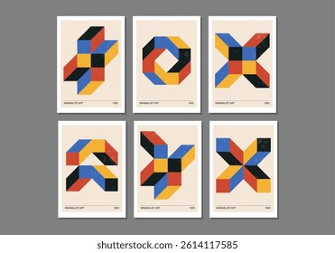 Set of minimal 20s geometric design posters